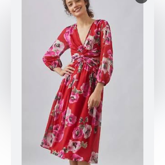 Anthropologie Dresses & Skirts - Anthropology Ranna Gill Printed Cut Out Midi
Floral Dress S